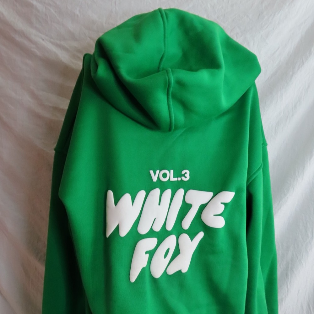 Green white fox hoodie